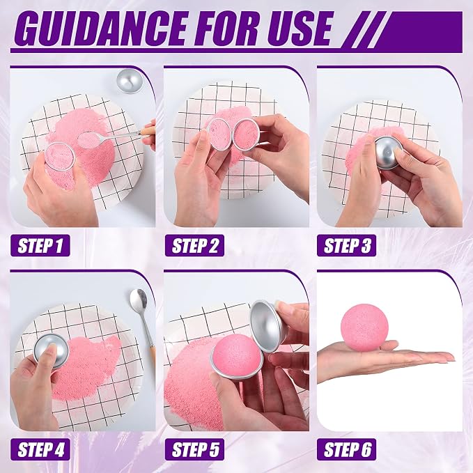 Patelai 12 Pcs Bath Bomb Molds 6 Shapes Metal DIY Bath Bomb Making Crafts
