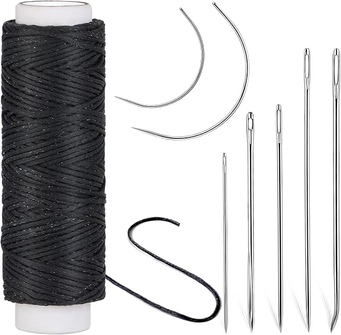Ftyiwu Waxed Thread 32 Yards Upholstery Needle and Thread for Leather