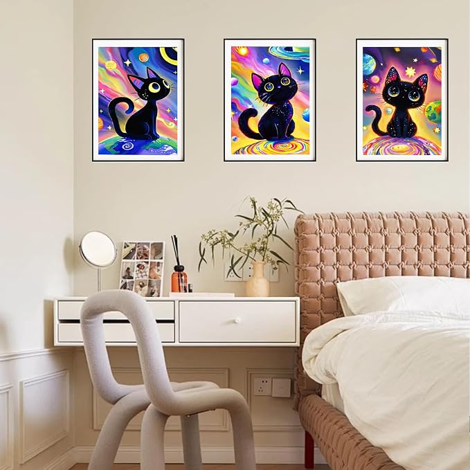 DOZEEZOP 6-Pack Diamond Art Kit for Adults, 5D Diamond Painting 12x16 Inch | Cat pictures, Full Round Drills, Home Wall & Shelf Decor, Beginner-Friendly DIY Craft, Stress Relief, All-Occasion Gift
