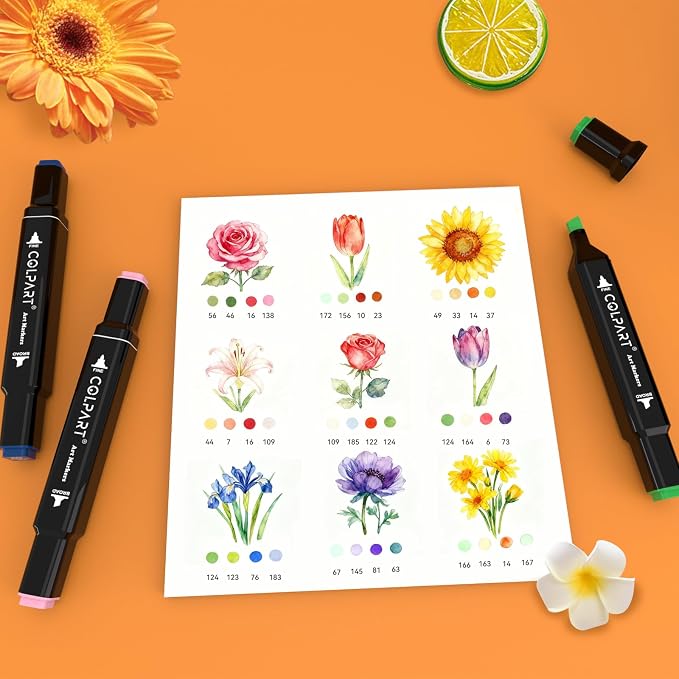 colpart 204 Colors Alcohol Markers Dual Tip Art Marker Pens with Pen Holder and Carry Bag for Adult Coloring Painting Supplies Perfect for Painting, Coloring, Sketching and Drawing