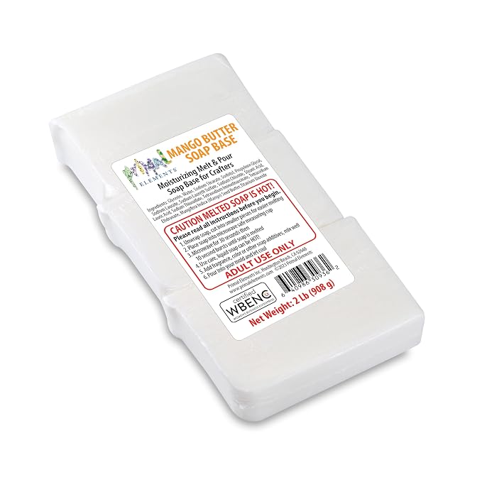 Primal Elements Mango Butter Soap Base - Moisturizing Melt and Pour Glycerin Soap Base for Crafting and Soap Making, Easy to Cut - 2 Pound