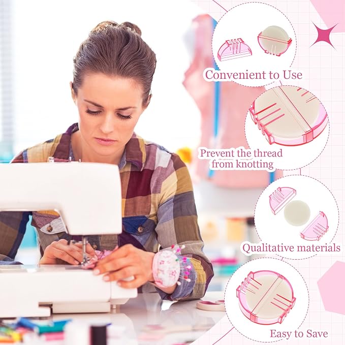 Maitys 4 Pcs Thread Wax Beeswax for Hand Sewing,White, Pink Case | Conditioner for Embroidery Quilting, Strengthens Sewing Line Reduces Fraying, Clear Case Storage, Natural Beeswax Formula