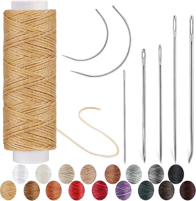 Waxed Thread, Upholstery Needle and Thread 32 Yards Natural Color