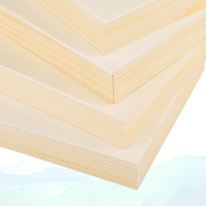 Aodaer 4 Pack Wood Panels 30 x 30 Inch Wooden Panels Canvas Unfinished Craft Wood Boards Panel for Art Crafts Acrylic and Oil Painting Pouring DIY Projects