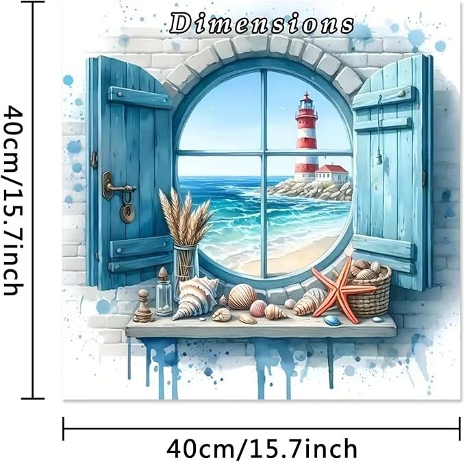 MBNTJHT Lighthouse Paint by Numbers Kit for Adults,DIY Lighthouse Landscape Acrylic Paint by Number Kits for Adult Beginners,Sea Scenery Oil Painting Kits for Home Wall Decor 16X16 Inch.
