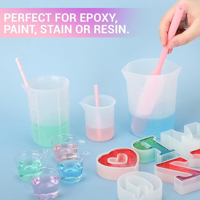 Gartful 6PCS Silicone Spatula Sticks, Non-Stick Epoxy Resin Mixing Sticks Scraper Tools, Reusable Stirring Rods for Resin, Paint, Waxing, Liquid, Arts Crafts Supplies, Facial Mask, Pink