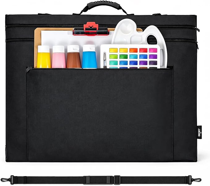 JJRING 23x31 Art Portfolio Tote Bag With Shoulder Strap, Black