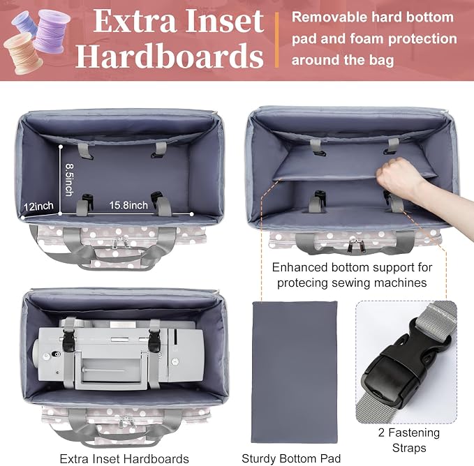 Anitor Rolling Sewing Machine Case with Wheels and Removable Bottom Padding