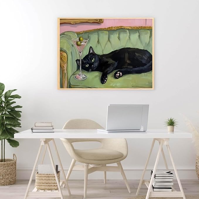 Black Cat Diamond Art Kits for Adults Diamond Painting Kit for Beginner | 5D Animal DIY Funny Vintage Diamond Dots Full Drill Crafts for Gem Art Dot Art for Adults Home Wall Decor for Teens 12x16 in