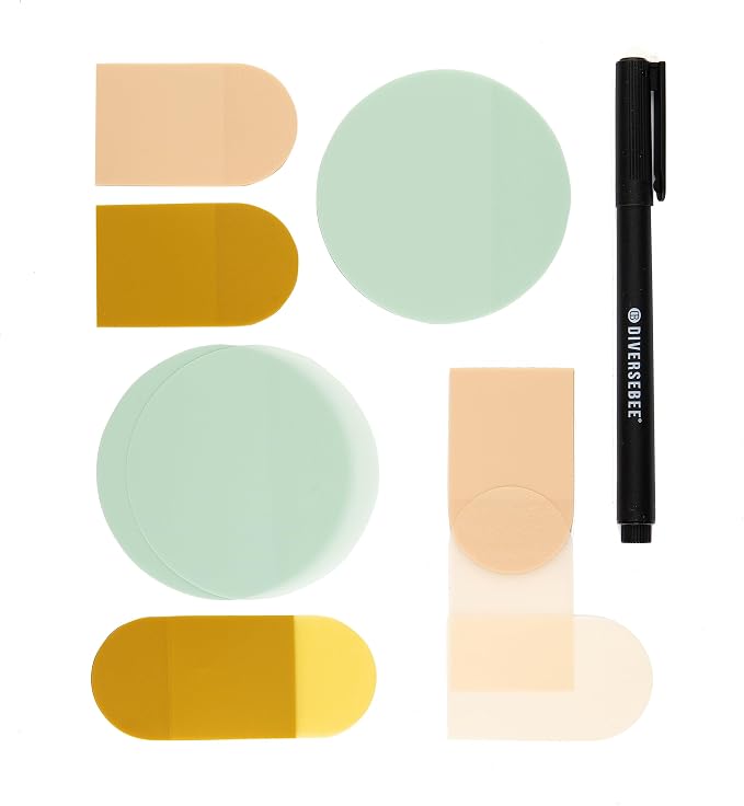 DiverseBee Transparent Sticky Notes Set with Quick Dry Pen (Matera)