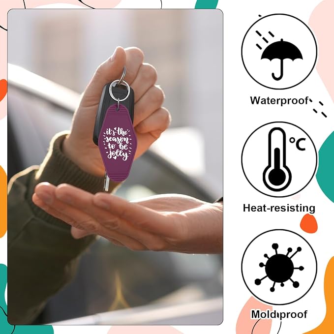 LOTMER 20/30/40/80 PCS Hotel Keychain Blank with Key Rings, 60 Colors Motel Key Chains for DIY Keychains