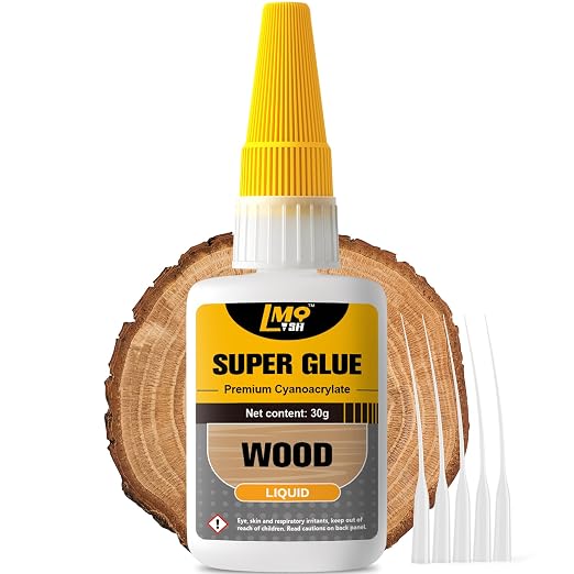 Wood Super Glue Liquid, Clear Instant Cyanoacrylate Adhesive for Wood Crafts Repair Woodworking, All Purpose CA Glue for Shoe Ceramic Plastic Leather Glass Model Metal Pottery Aquarium Porcelain Stone