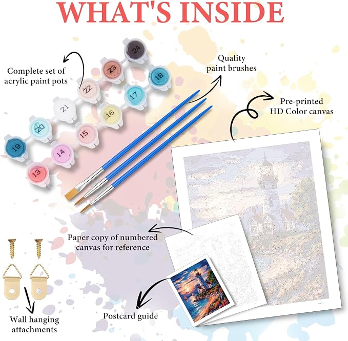 Paint by Numbers Kit for Adults Beginner, Coastal Lighthouse, 16x20 Inch