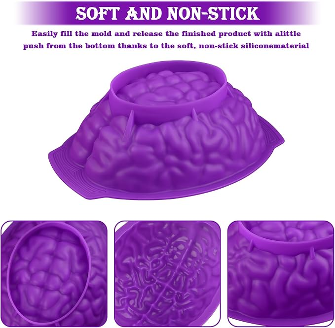 Sakolla 2 Pcs Halloween 3D Human Brain Silicone Molds