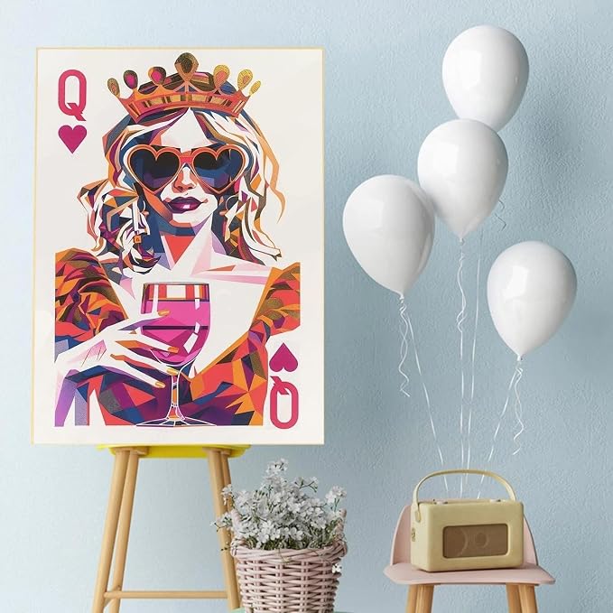 Meothan 5D Queen of Hearts Diamond Art Kits for Adults (11.8x15.7inch) | Poker Queen Diamond Painting Kit for Adults, Full Drill Diamond Gem Art Dots Paintings kits for Home Wall Decor Gift(30x40cm)