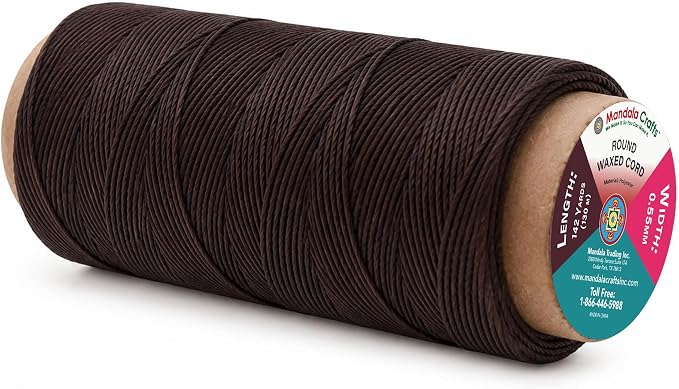 Mandala Crafts 130M 0.55mm Chocolate Brown Leather Sewing Round Wax Thread