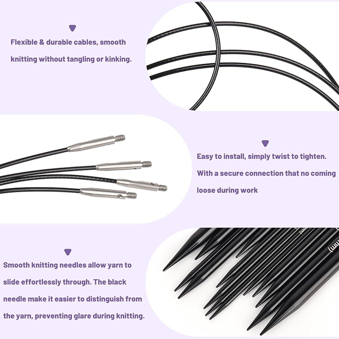 Katech Short Interchangeable Knitting Needles Set-Circular Knitting Needles