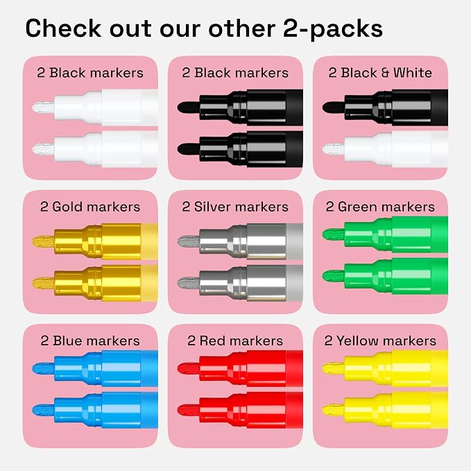 ARTISTRO Gold & Silver Acrylic Paint Markers - 3mm Medium-Tip - Set of 2