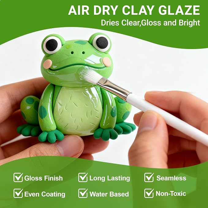 SEVENWELL Clay Glaze, High Gloss Sealer for Air Dry & Polymer Clay