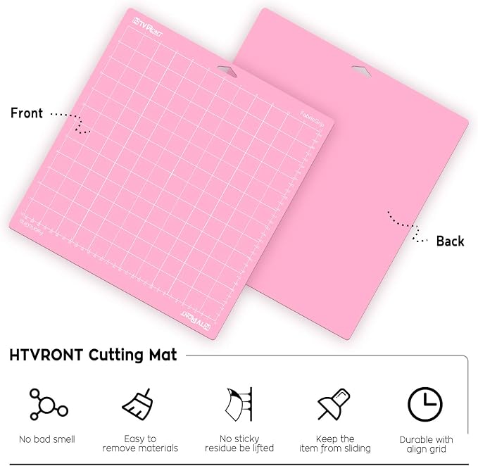 HTVRONT Fabric Grip Cutting Mat 12x12, 3 Pack, Quilting & Crafting | Compatible with Cricut Maker 4/3/Maker, Explore 5/4/3/Air 2/One Machine, Fabric Adhesive Sticky, Quilting Cutting Mats