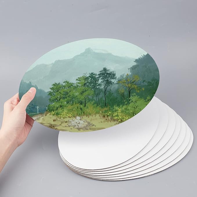 NBEADS 8 Pcs Oval Painting Canvas Panels, Blank Canvas Drawing Boards for Oil Painting Artist Hobby Painters and Beginners, 11.8x7.87inch