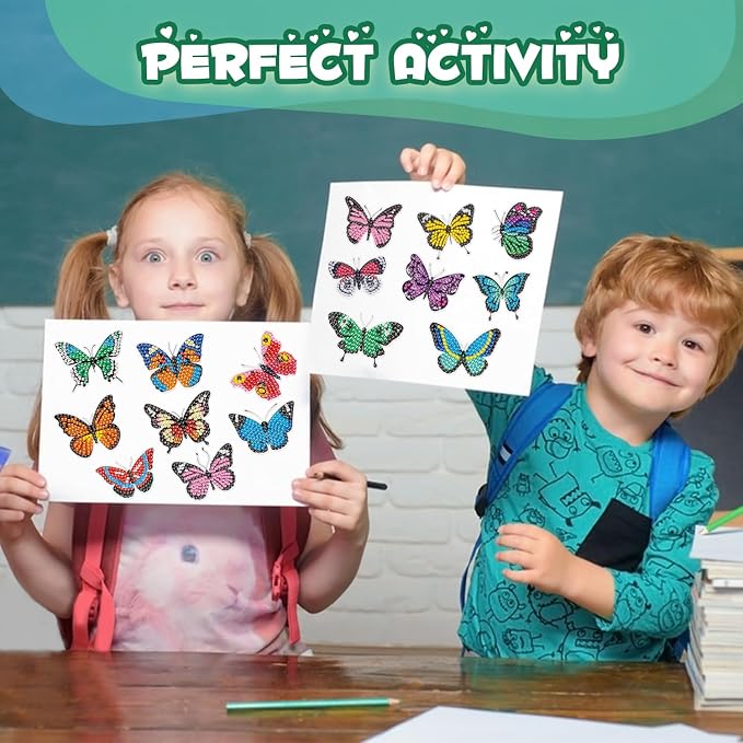 Labeol Diamond Art Kits for Kids Boys and Girls Ages 6-8-10-12 Easy to DIY Creative Diamond Art Sticker Craft by Numbers Kits for Kids and Adult Beginners (Shining Butterfly)