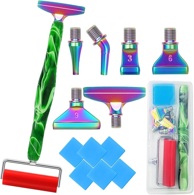 Diamond Art Pens Tools Diamond Painting Accessories Kits with Screw Metal Tip Roller Diamond Painting Pen Drill Bead Dot Pens for Art Craft Nail (Green Pen Color 6)