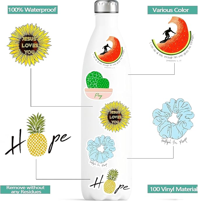 200Pcs Inspirational Christian Jesus Stickers for Kids,Bible Verse Stickers