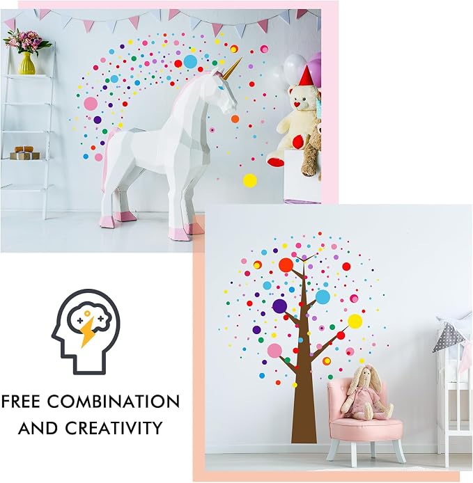 Zonon 264 Pcs Polka Dot Wall Decals Peel and Stick, 12 Colors Vinyl