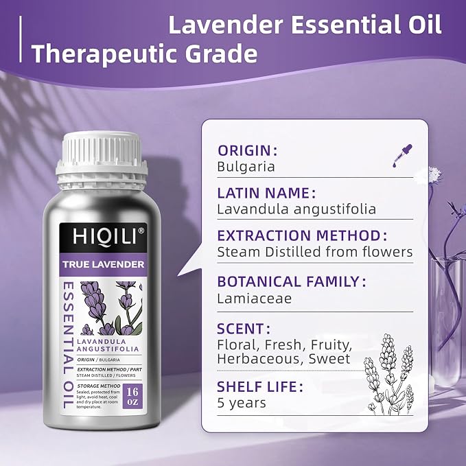 HIQILI Lavender Essential Oil for Aromatherapy, Candle & Soap Making