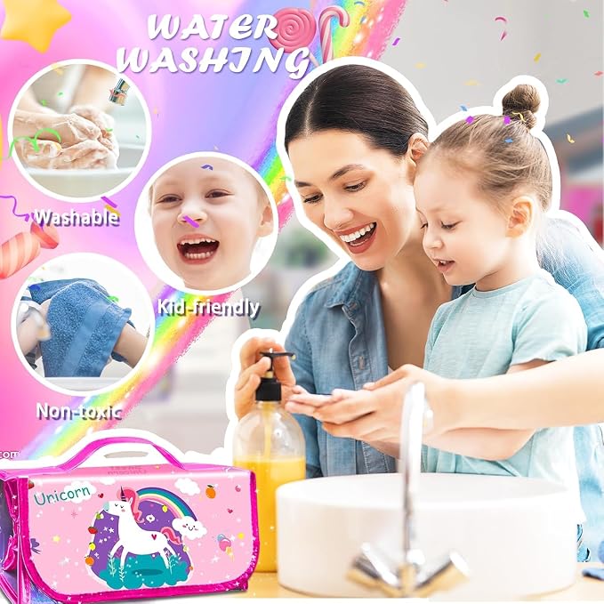56 PCS Washable Scented Markers Set with Glitter Pencil Case, Kids Art Set