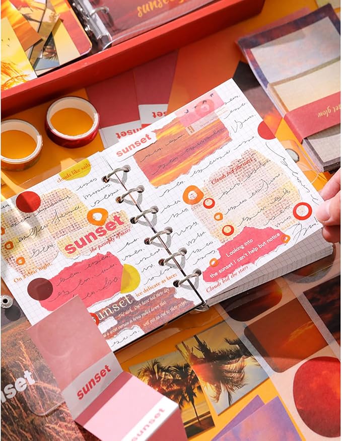 Scrapbooking Supplies Kit, A6 Grid Notebook, Vintage Junk Journaling Kit