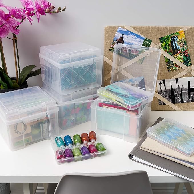 IRIS USA Photo Storage Box |Made in USA| 6 Cases - Clear