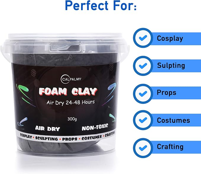 CALPALMY Moldable Foam Clay (Gray) - 300g High Density Air Dry Clay Perfect for Intricate Designs, Sculpting, Cosplay, Crafting, Prop Making - Cutting with Knife or Rotary Tool, Sanding or Shaping