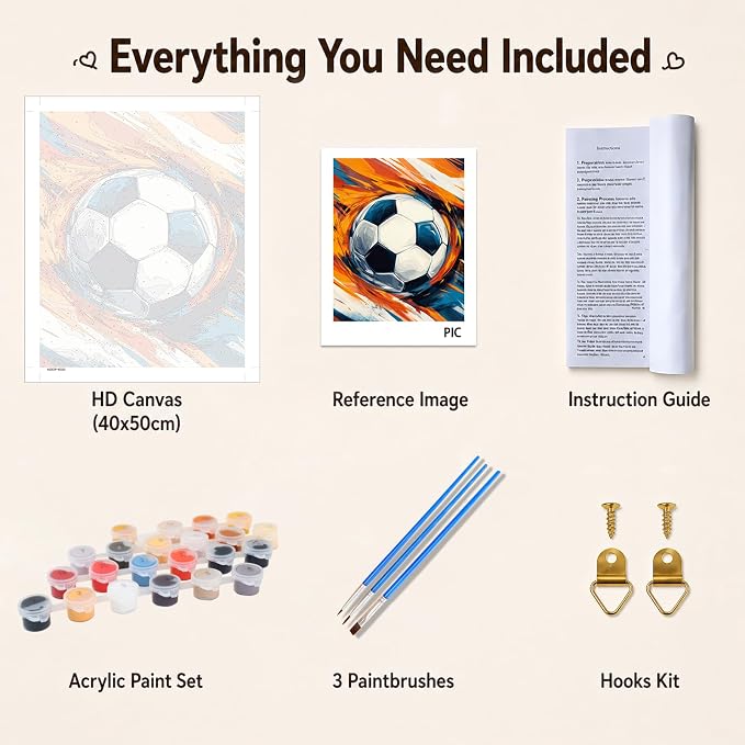 AUKELHJ Paint by Numbers Kit for Adults Beginner, Soccer, 16X20 Inch | Paint by Number for Adults, Beginner Friendly, High-Definition Color Canvas, Stress Relief, Home Decor, Gifts, Unframed