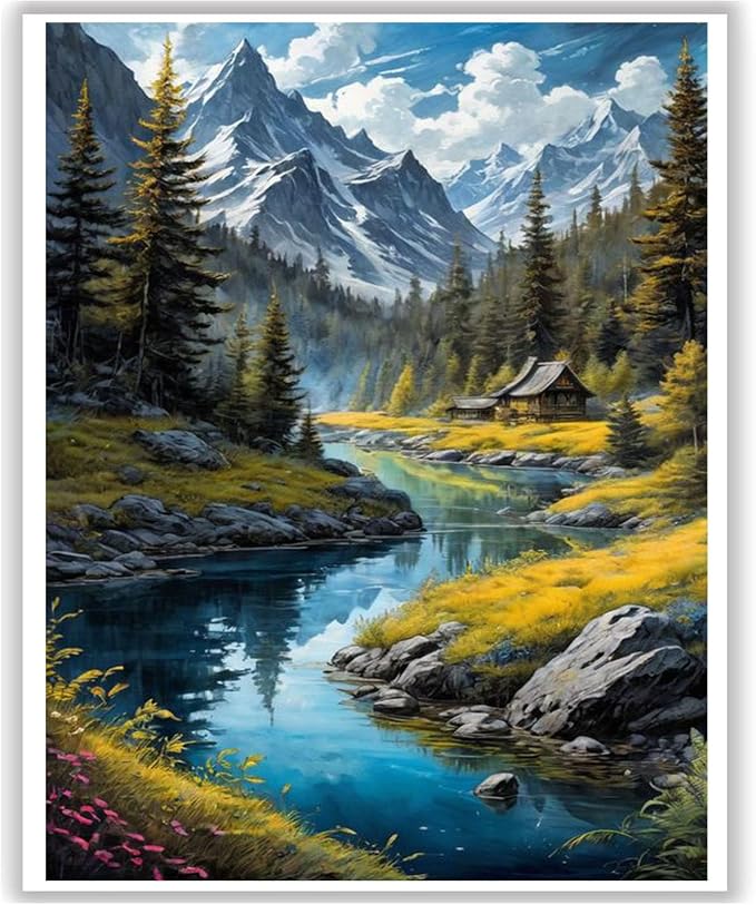 HITO Landscape Paint by Numbers Kit for Adults 16x20 Inch Frameless | Landscape Paint by Numbers for Adults Beginner, Mountains Paint by Numbers for Gift Home Wall Decor
