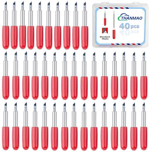 THANMAO 40 Pcs Standard Replacement Blades Compatible with Explore Air 2/Air 3/Explore 4/Maker/Maker 3/Maker 4 Cutting Machines (Red 45 Degree Standard Fine Point Blades)