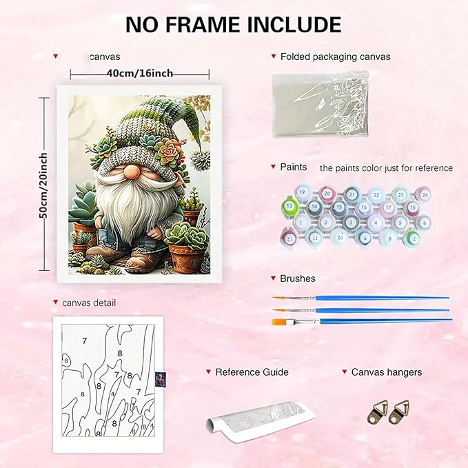 BYGFHLYW Easy Gnome Paint by Numbers Kit for Adults Beginner 16x20 in | Adult Paint by Number Kits on Canvas, DIY Painting with Numbers, Acrylic Oil Paints by Number Kits for Wall Decor