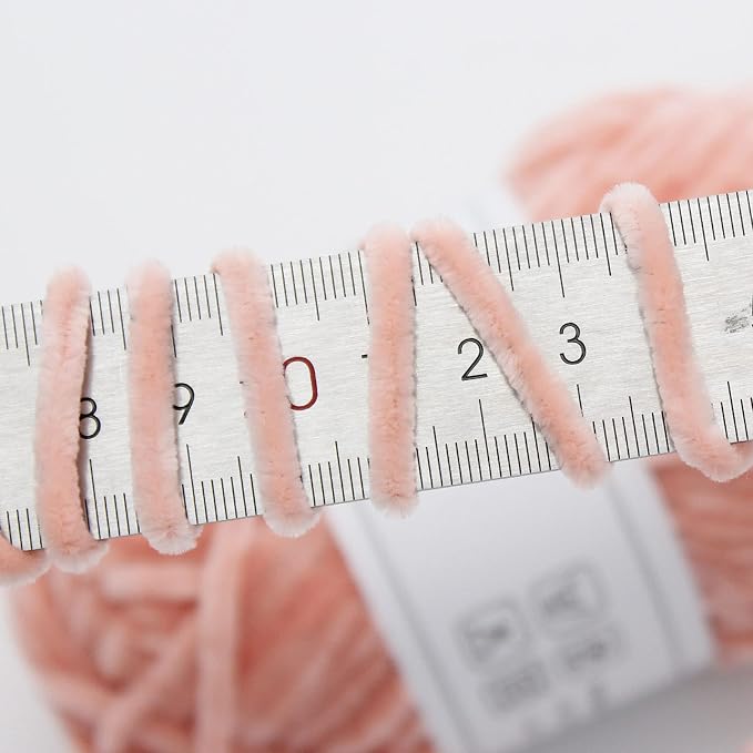 NICEEC 3 Skeins Soft Chenille Yarn 3x85m(3x93yds,3x50g)_Incarnadine Pink