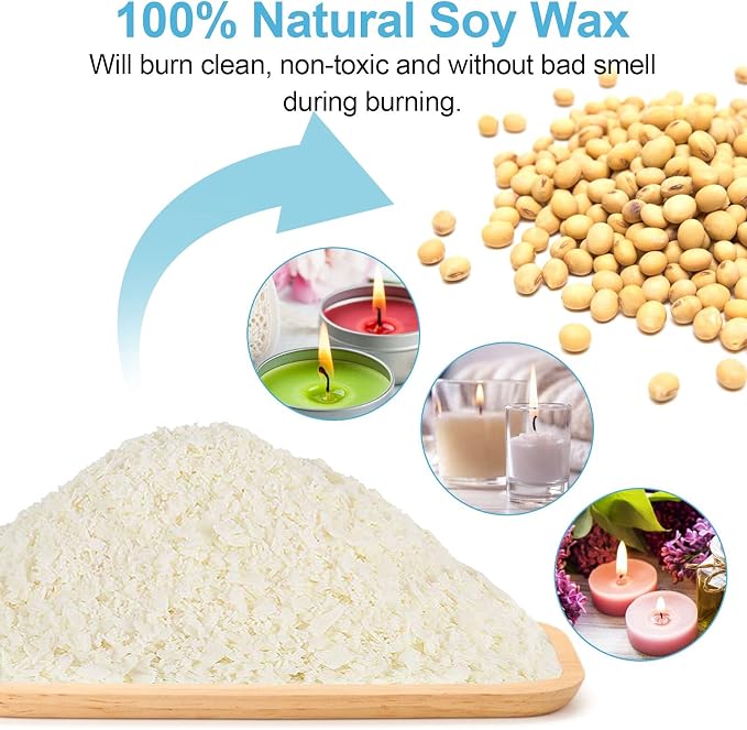DINGPAI Candle Making Supplies, Candle Make Pouring Pot, Wicks & Soy Wax | 304 Stainless Steel Melting pot & Spoon, Candle Wicks, Sticker and Wicks Holder, 1LB Natural Soy Wax for Candle Making