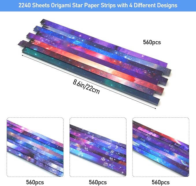 2240 Sheets Origami Star Paper Strips, Starry Sky Constellations DIY Crafts