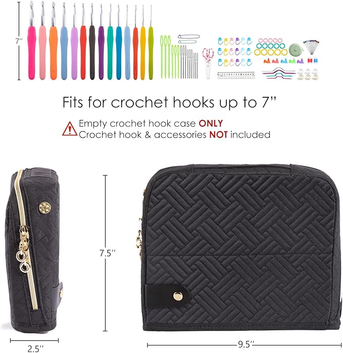 MYBAGZING Empty Crochet Hook Case - Crochet Hook Organizer Case Stand Up (Upgraded) -Corchet Organizer - Crochet Hook Holder for Knitting & Crochet Supplies, Crochet Needles, Crochet Accessories