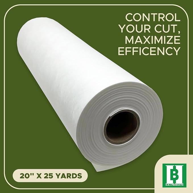 HBI Cut Away Embroidery Stabilizer Roll, 2.5 oz Medium, 20 in x 25 yd | 2.5 oz permanent cutaway backing, knits and stretch fabric, prevents puckering, soft on skin, machine embroidery, USA made