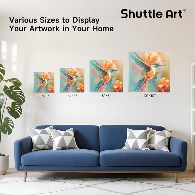 Shuttle Art 52 Pack Canvas for Painting, Multi-Size 5x5/6x6/8x8/10x10 Inch Blank Canvas Boards for Painting, 100% Cotton Primed White Art Canvas, Ideal Art Supplies for Kids Adults Acrylic OilPainting