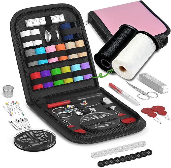 Sewing Kit Gifts for Grandma, Mom, Friend, Traveler, Adults, Beginner, Emergency,Sewing Supplies Accessories with Scissors,Sewing Needles Thimble, Thread,Tape Measure etc (Lt Dusty Rose, S)