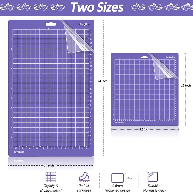 6PCS Cutting Mats Compitable with Explore Air 2/Air/One/Maker 3/Maker 3PCS 12x24 Sticky Mats Long 3PCS 12x12 Cricket Mats & Blades Standard Grip Light Grip Strong Grip Variety Pack Mats Accessories