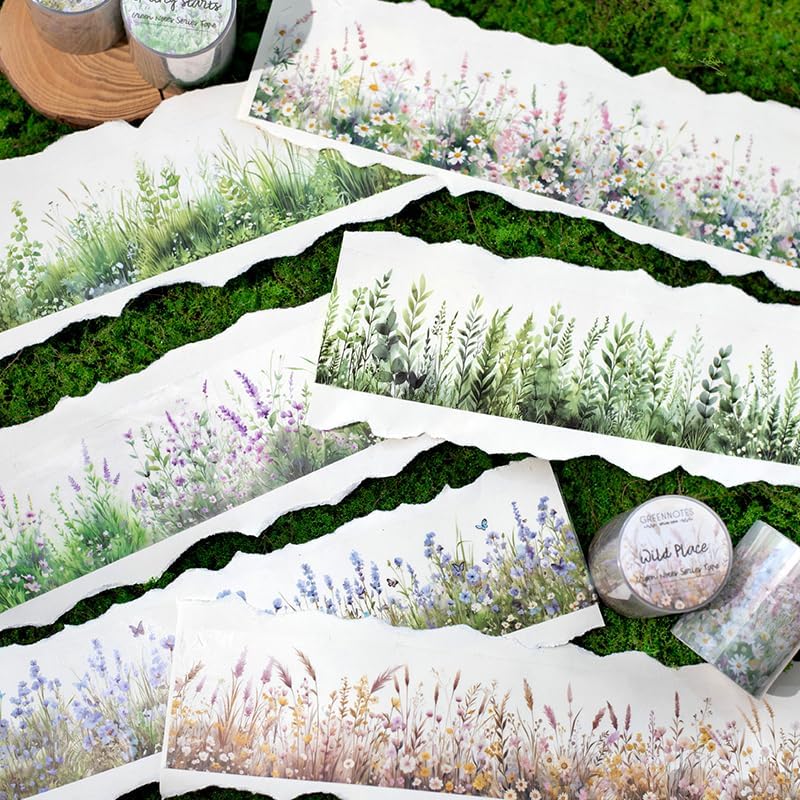 PET Tape Stickers for Scrapbooking Supplies,Plants Stickers for Journaling