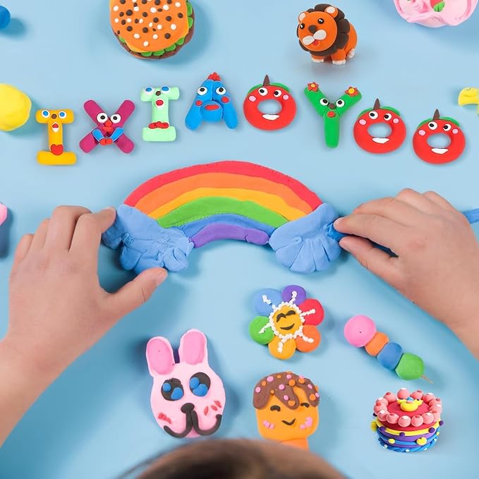 Ixiaoyoo Air Dry Clay, 60 Colors Foam Modeling Clay for School Projects