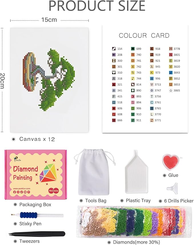 PeakLuv Small Diamond Art Kits Green Plants Mini Diamond Painting Kits