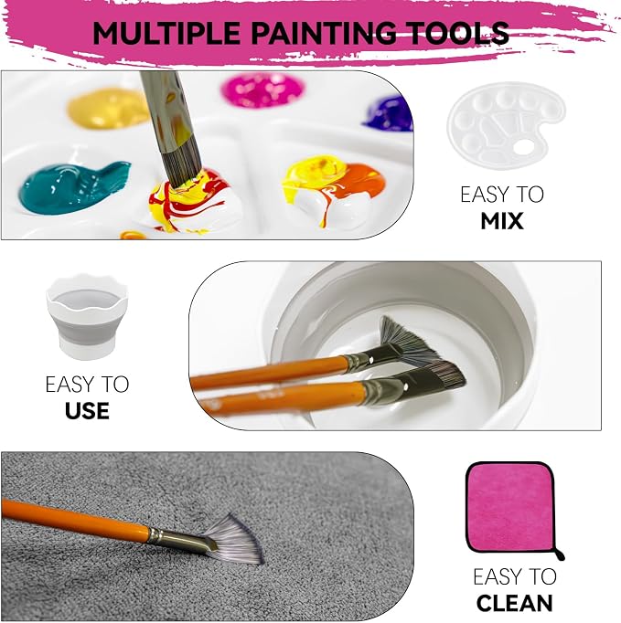 Inburit Art Acrylic Paint Set for Adults & Kids with Canvas Easel